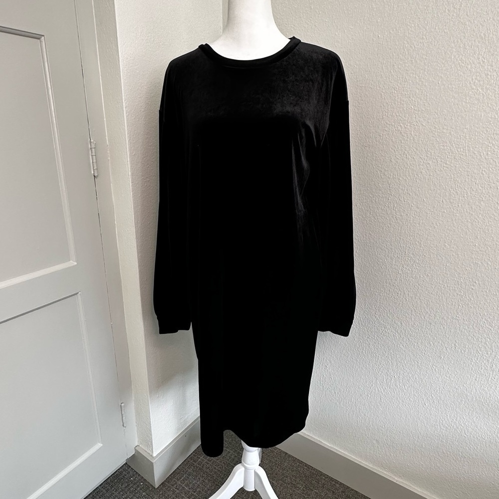 Dkny Women's Velvet Bubble Sleeve Dress Sz S Black